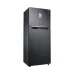 Samsung RT47K6231BS/D3 Refrigerator angled front view with top freezer and premium dark finish