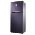 Samsung RT47K6231UT/D3 Refrigerator angled front view with top freezer and elegant dark finish