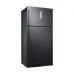 Angled front view of the Samsung RT65K7058BS/D2 620L Twin Top Mount Refrigerator showing its dark finish with doors closed.