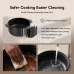 Diagram of Oraimo hotpot nonstick layers with photos showing easy wiping and rinsing under running water.