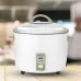 Front view of the Panasonic SR‑WN36 3.6 Liter Rice Cooker showing the white body with lid and front control panel on a table.