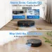 Floor view of Ecovacs DEEBOT T50S PRO OMNI Robot Vacuum Cleaner with OZMO Turbo 2.0 dual mop pads lifting and spinning.