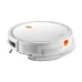 Top view of Xiaomi E5 Robot Vacuum Cleaner in white showing circular design, side brush, vents, and dust compartment.