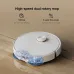 Floor view of Xiaomi Robot Vacuum H50 with dual rotary mop heads glowing blue to show high-speed cleaning function.