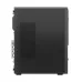 Side view of the Lenovo ThinkCentre neo 50t Gen 5 Brand PC, displaying its minimalist black casing and ventilation grille.