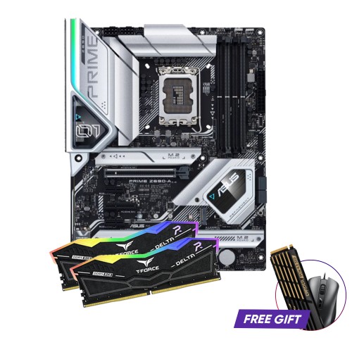 ASUS Prime Z690-A Motherboard and TEAM DELTA 32GB (16GBx2) 6400MHz DDR5 RGB Gaming RAM Bundle