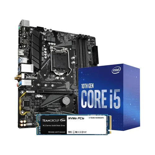 Intel Core i5-10400 Processor Gigabyte B460M DS3H Motherboard and TEAM MP33  128GB SSD 3-in-1 Bundle