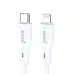 Close-up on the white USB-C and Lightning connectors of the BWOO BO-X286C-L charging cable.