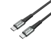Close-up of the black and silver metal-shell USB-C connectors on both ends of the BWOO BO-X288C-C cable.