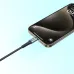 Close-up of a phone charging with the black braided BWOO BO-X288C-C USB-C to USB-C cable.
