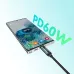 Angled view of a smartphone charging via the Close-up of a phone screen showing PD60W charging with a BWOO BO-X304C-C cable.