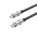 Close-up of the BWOO BO-X310 cable's dual USB-C connectors with durable metal housings and braided texture.