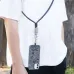 Close-up of a person wearing the BWOO BO-X310 braided lanyard with a phone in a doodle-covered case.