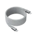Coiled, gray braided BWOO BO-X311CC Type-C to Type-C cable with silver and gray metallic connectors.