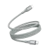 An unwound gray braided BWOO BO-X311CC Type-C to Type-C cable with silver and gray metallic connectors.