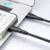 Close-up of a phone and a laptop connected by the black, braided BWOO BO-X318L Lightning to USB-C cable for file transfer.