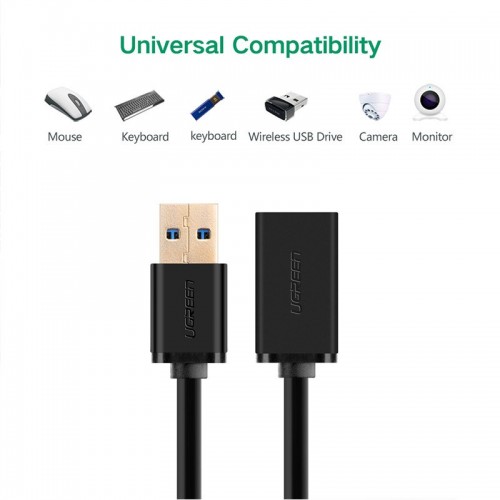 Ugreen USB3.0 A male to female flat cable Black 2M