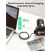 Top view of UGREEN USB cable placed on desk connecting multiple devices for simultaneous power charging