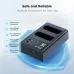 Angled view of K&F Concept KF28.0020S1 Dual-Slot Charger Kit highlighting safety protection features.
