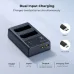 Top-down view of K&F Concept KF28.0020S1 Dual-Slot Charger Kit detailing Type-C and Micro USB ports