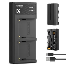 K&F Concept NP-F550 2600mAh Camera Battery and Dual Slot Charger Kit