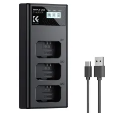 K&F Concept NP-FW50 3-Slot Camera Battery Charger With Display