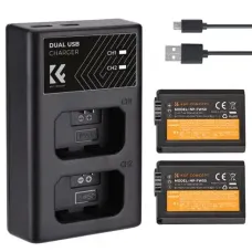 K&F Concept NP-FW50 Battery and Dual Slot Battery Charger Kit