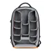 Open interior of the black and grey K&F Concept KF13.205 camera backpack, showing adjustable dividers and orange lining.
