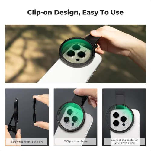 K&F Concept KF01.2900V2 67mm Clip-on CPL&Black Mist 1 4 Phone Camera Lens Filter