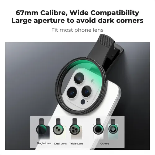 K&F Concept KF01.2902V2 67mm Clip-on CPL Phone Camera Lens Filter