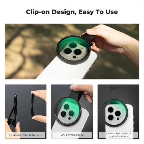 K&F Concept KF01.2902V2 67mm Clip-on CPL Phone Camera Lens Filter