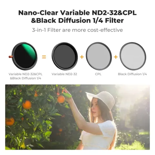 Kandf Concept KF01 2069 77MM 3 In 1 Black Mist Lens Filter