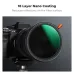 Close-up of K&F Concept KF01.2069 77mm 3-in-1 Black Mist Lens Filter mounted on camera lens with nano coating.