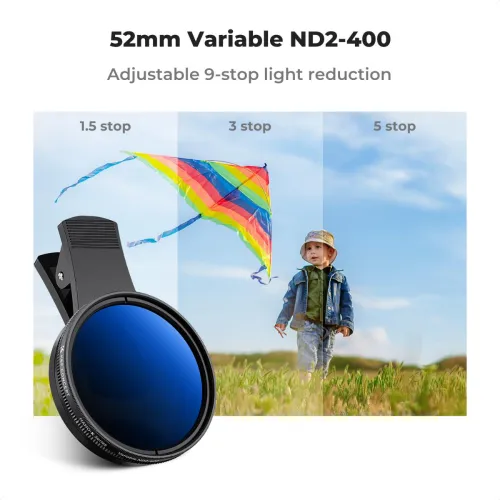 K&F Concept KF01.2639 52mm Clip-on ND2-400 Phone Camera Lens Filter Kit