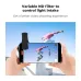 Outdoor view of K&F Concept KF01.2639 52mm Clip-on ND2-400 Lens Filter on smartphone filming skateboarder in bright light.