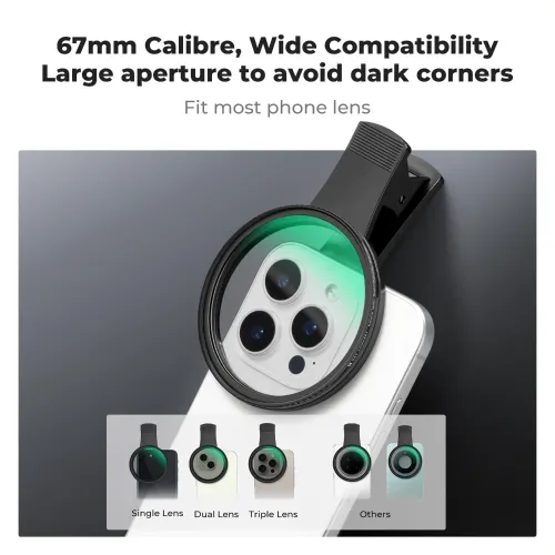 K&F Concept KF01.2898V2 67mm Clip-on Black Mist 1 4 Phone Camera Lens Filter