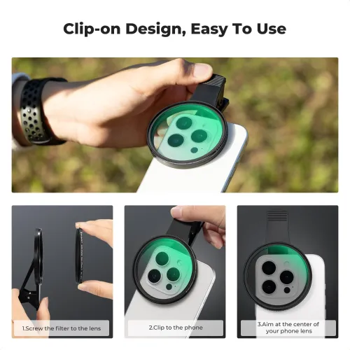 K&F Concept KF01.2898V2 67mm Clip-on Black Mist 1 4 Phone Camera Lens Filter