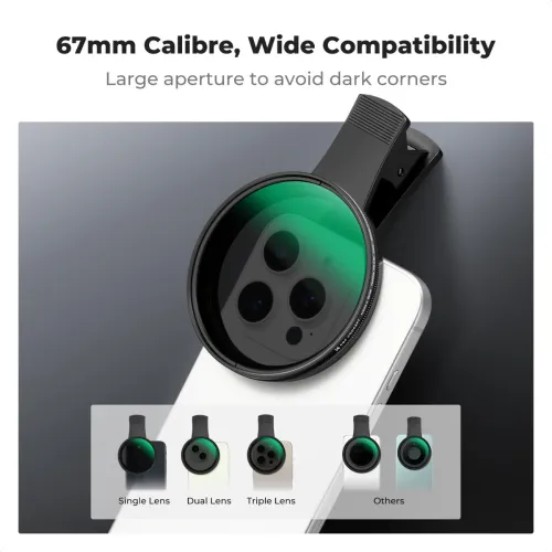 K&F Concept KF01.2901V2 67mm Clip-on ND2-32 Phone Camera Lens Filter