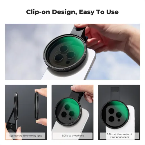 K&F Concept KF01.2901V2 67mm Clip-on ND2-32 Phone Camera Lens Filter