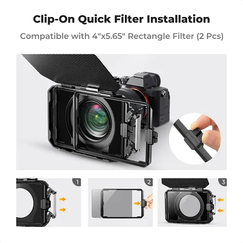 K&F Concept SKU.2180V1 Matte Box Kit With Two 4×5.65″ Square Filters
