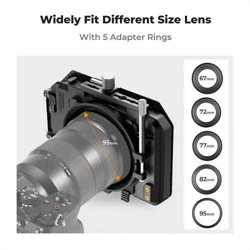 K&F Concept SKU.2181V1 Matte Box Kit With Two 4×5.65″ Square Filters