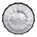 Straight-on interior view of the silver reflective surface and black rim of the Godox S85T softbox.