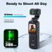 Handheld Ausek AT-M105 Gimbal Camera with built-in screen showing motorcycle rider and 2400mAh battery life.