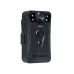 Angled shot of Transcend DrivePro Body 40, emphasizing its LED-lit lens, GPS feature, and dual-button interface for quick use.