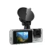 Front view of XO XJ03 Full HD Dash Camera showing lens and display screen mounted with suction holder