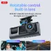 Feature view of XO XJ03 Full HD Dash Camera showing rotatable lens adjustment and wide angle capture