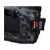 Rear-side view of the Canon EOS R3 camera Close-up of the Canon EOS R3's card slot door open, showing the dual CFexpress and SD slots.