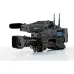 Angled side view of the Panasonic AJ-PX380 broadcast camcorder with lens, antennas, and display.