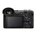 Back view of a black Sony FX2 compact cinema camera with a flip-out screen and viewfinder.