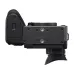 Bottom/side view of the black Sony FX2 cinema camera showing the baseplate and ports.